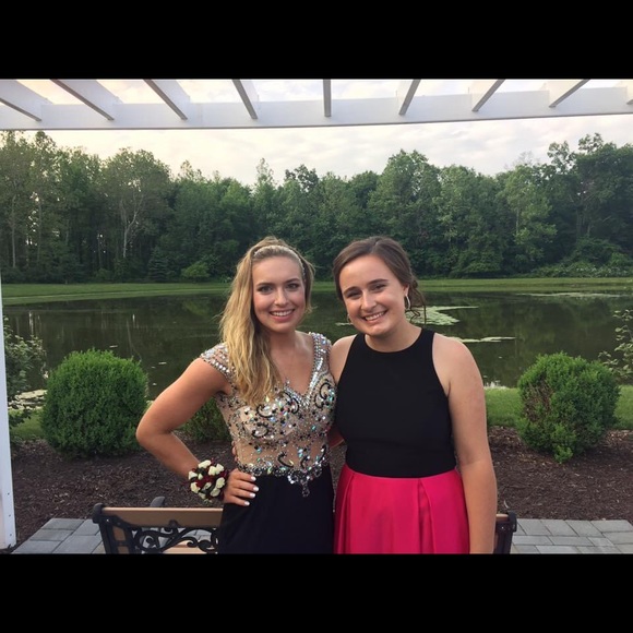 Prom Dress Black Sequin Low Slit - Picture 2 of 10